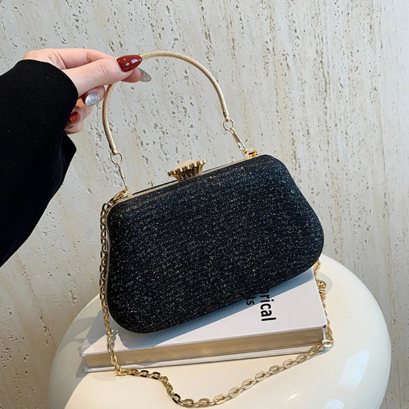 Bolso de Noche de Diseño Lujo para Mujeres, Marca de Fiesta, Banquete, Bolso con Brillos para Damas, Clutch de Boda con Cadena