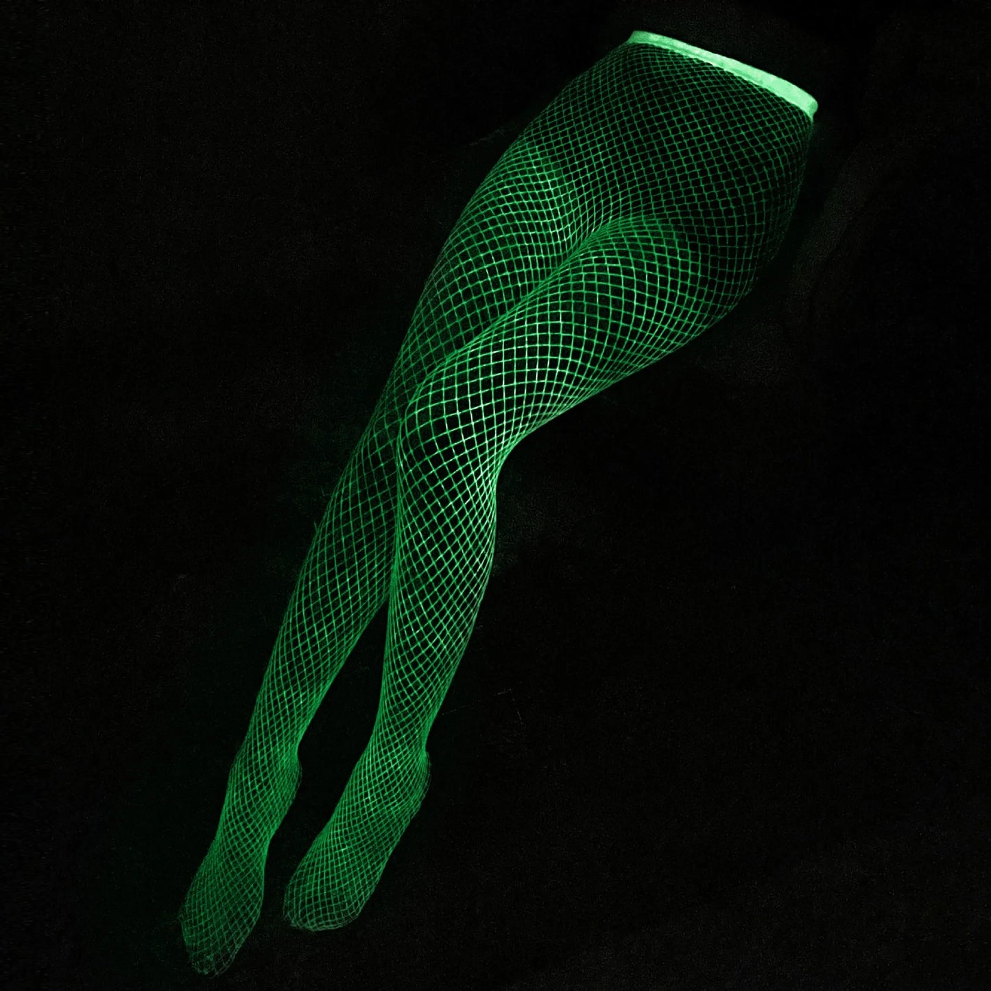 Medias Luminiscentes Mágicas para Mujer - Tights de Malla Elástica Plus Size, Crotchless, Brillan en la Oscuridad para Pole Dance