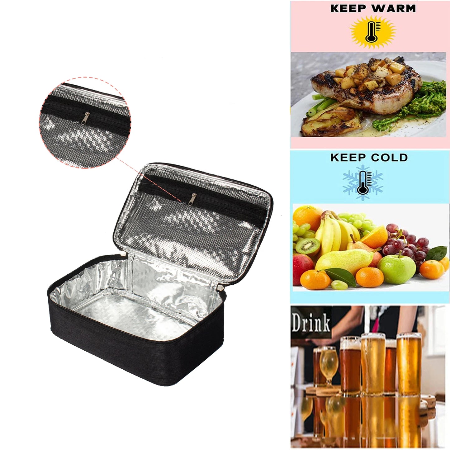 Bolsa Térmica para Almuerzo para Mujeres y Hombres, Mini Bolsa Insulada Portátil, Perfecta para Comidas, Snacks y Viajes