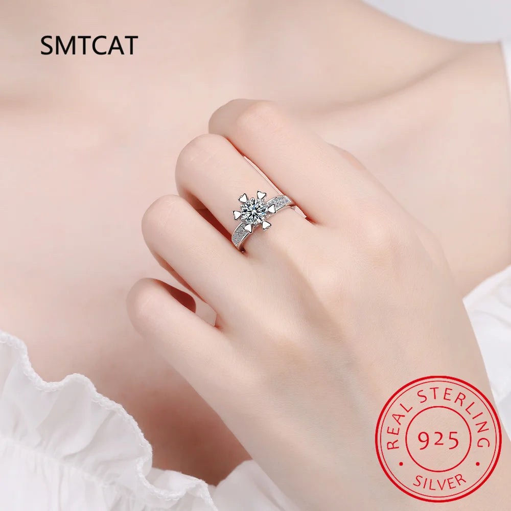 Anillo de compromiso de moissanita de 5,0 CT para mujer, sortija de diamante de laboratorio chapada en oro blanco de 14K, sortija de boda de plata de ley, joyería fina