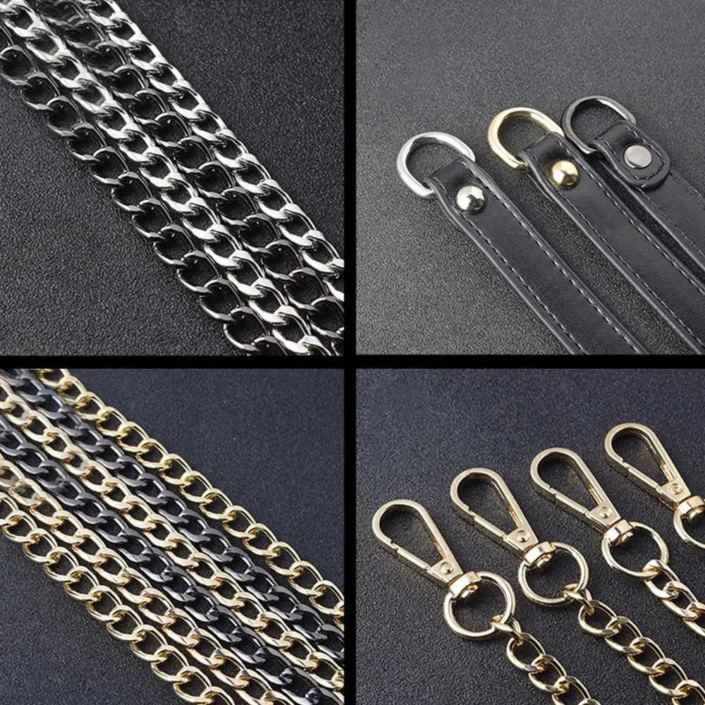 Cadena de Metal para Bolsa de 120 cm con Correa de PU - Reemplazo para Manijas de Bolsos y Accesorios DIY