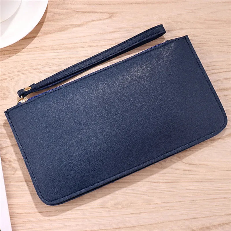 Cartera de Mano de Mujer en PU Cuero con Cremallera – Billetera Largo para Teléfono y Tarjetas, 6 Colores Disponibles