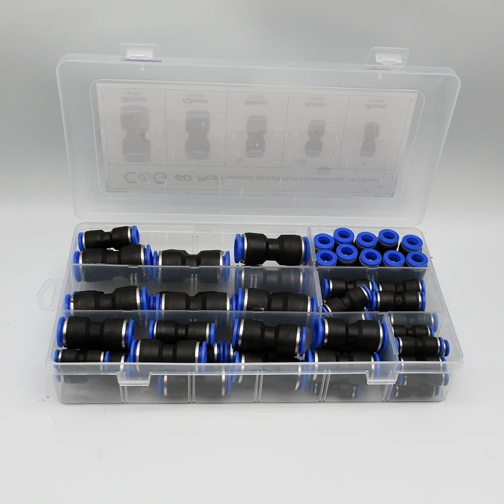 Juego de 60 Conectores Neumáticos Rápidos PU para Mangueras de Aire y Agua - Acoples de Liberación Rápida 4-6-8mm