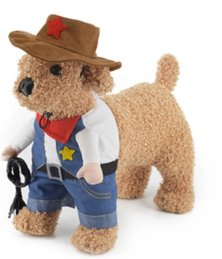 Disfraces de Halloween para mascotas, uniforme de vaquero del oeste con sombrero, traje de vaquero divertido para mascotas, ropa divertida para gatos y perros pequeños
