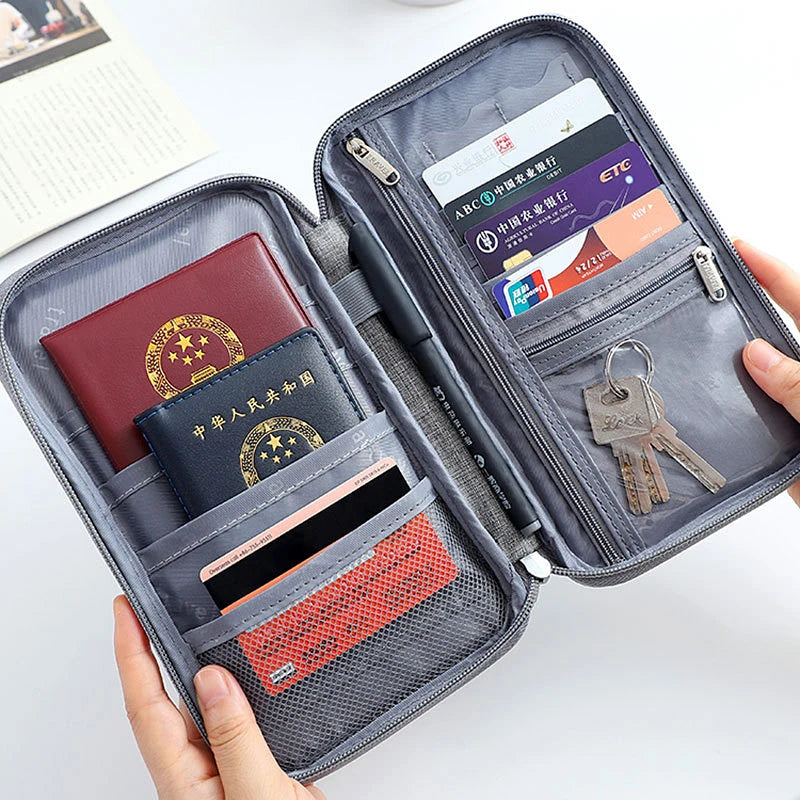 Cartera de viaje para pasaporte familiar, accesorios de viaje Unisex, estuche organizador de documentos impermeable, tarjetero de identificación