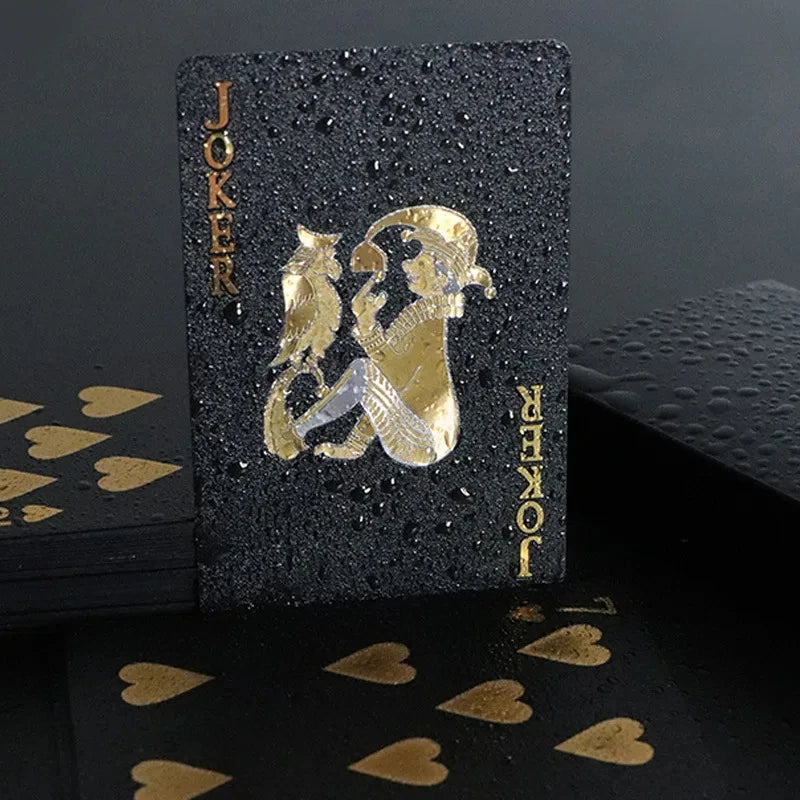 Juego de Cartas de Color Negro y Dorado - Conjunto de Póker Resistente al Agua con Paquete Mágico Dmagic, Juego de Mesa, Colección de Regalo