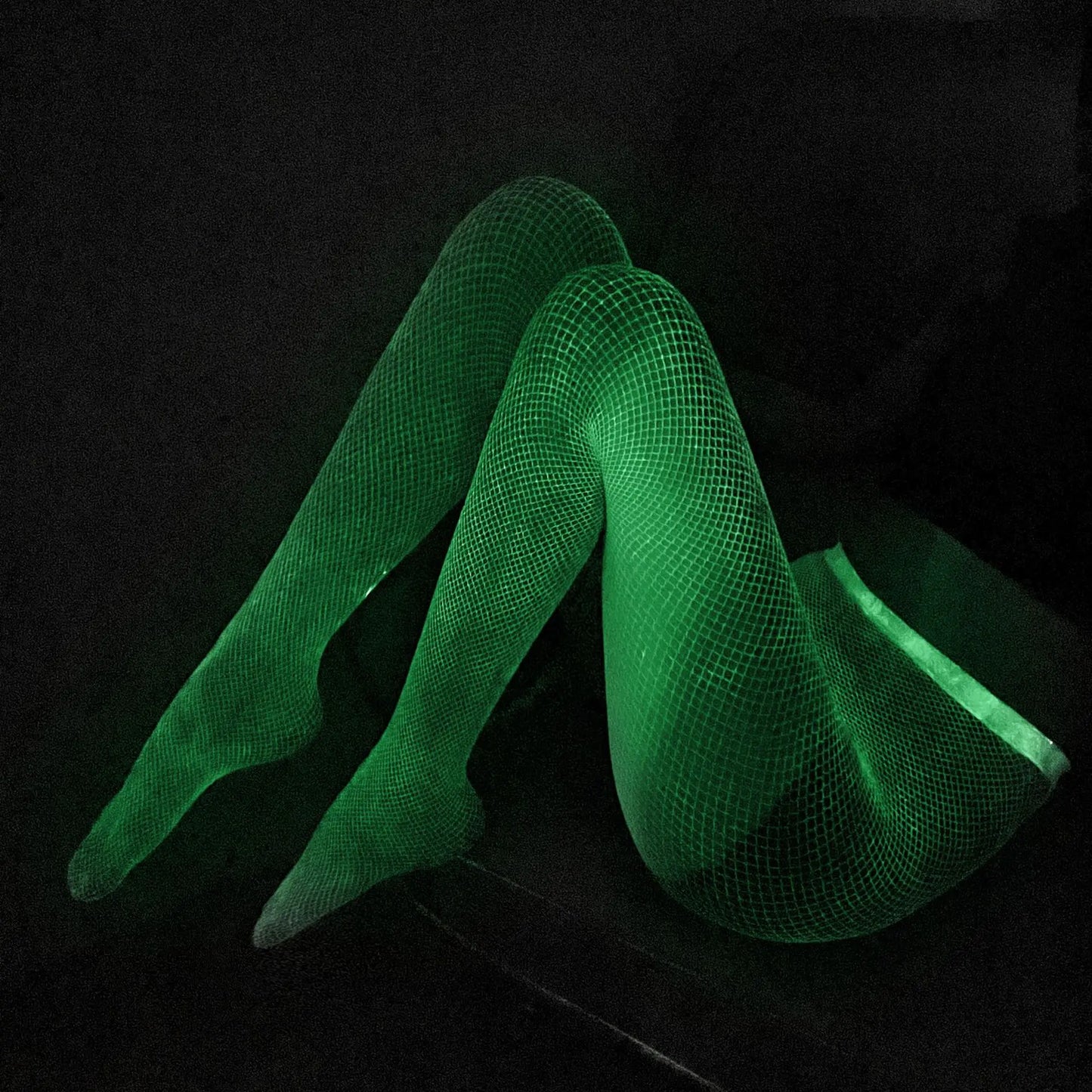Medias Luminiscentes Mágicas para Mujer - Tights de Malla Elástica Plus Size, Crotchless, Brillan en la Oscuridad para Pole Dance