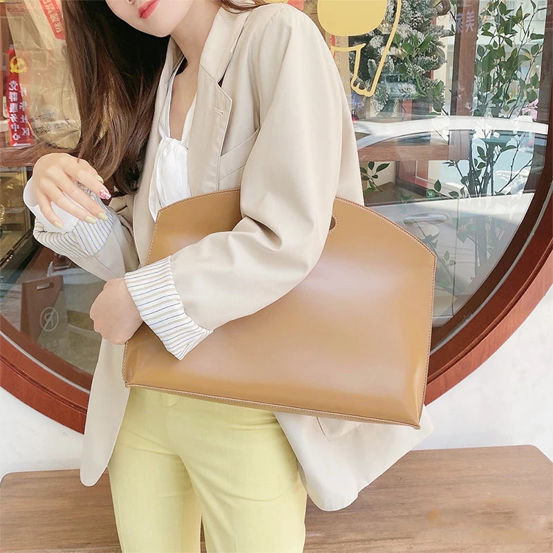 Maletín de Negocios para Mujer - Bolso de Mano Elegante para Laptop, Gran Capacidad, PU Leather
