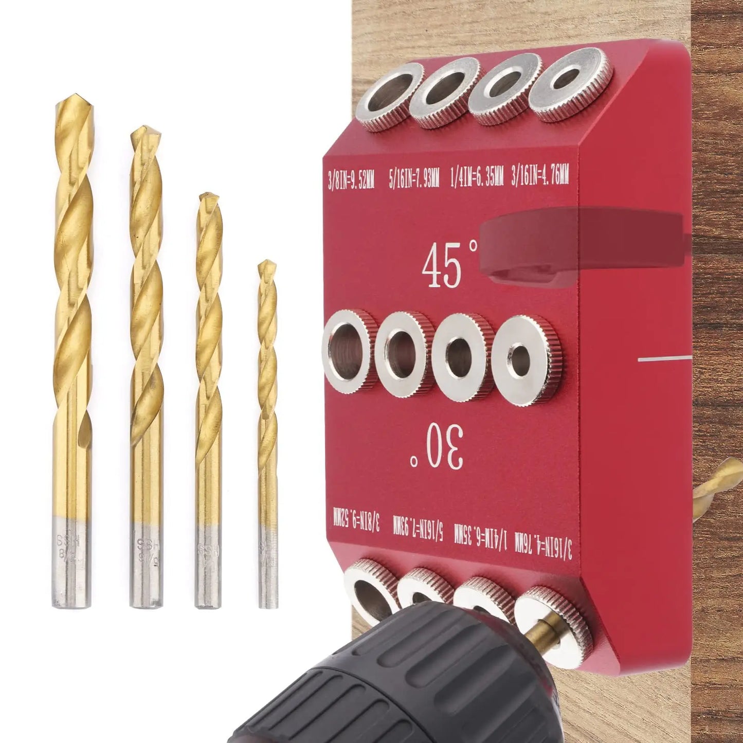 Herramienta de Taladro de Bolsillo Oblicuo de 30/45/90 Grados - Guía Británica para Taladro, Kit de Plantilla de Espiga para Madera