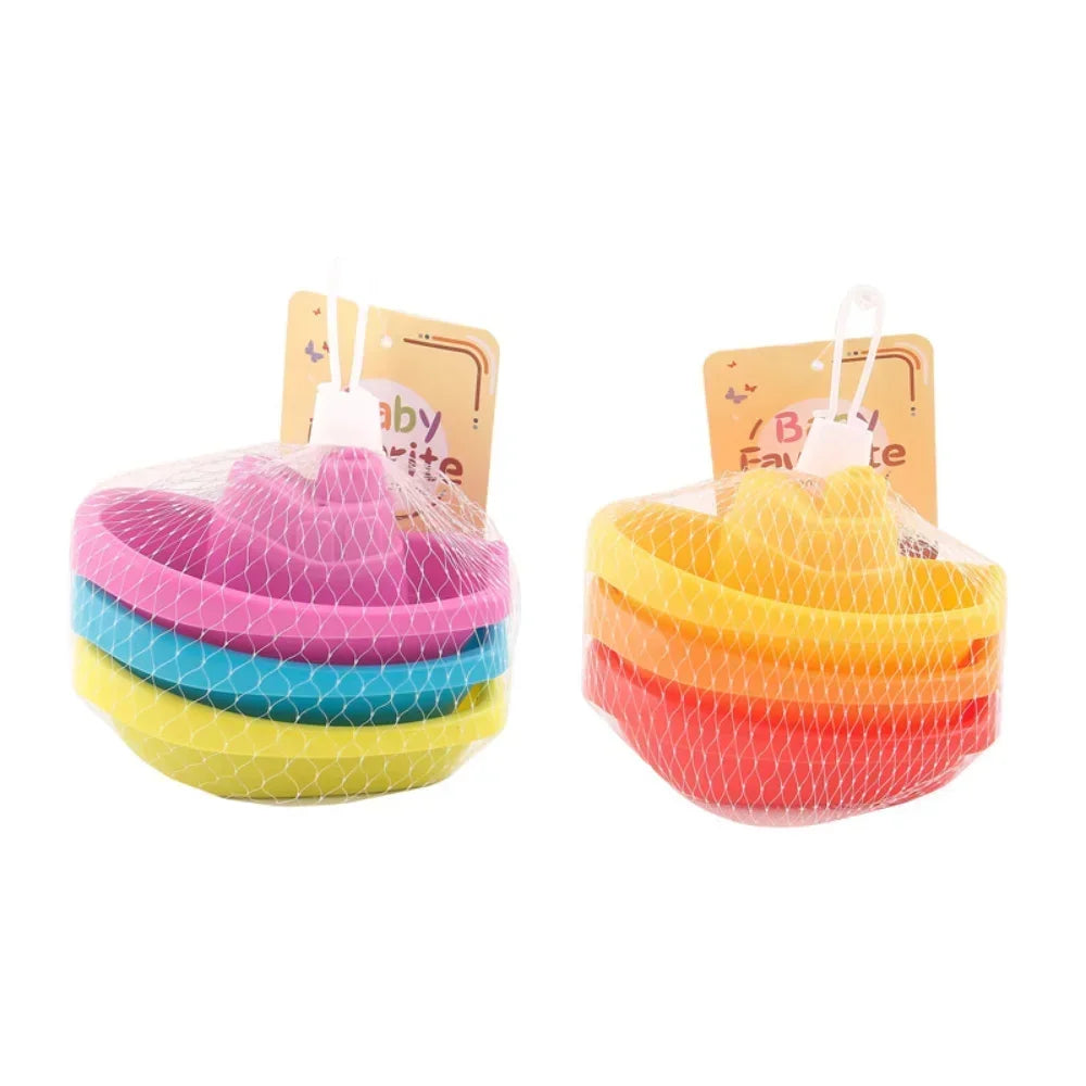 Juguetes Apilables para el Baño de Bebés - Botes Coloridos de Aprendizaje Temprano y Juguete Educativo
