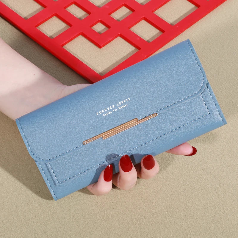 2024 New Women's Wallet Metal Long Folding Personalized Student Cute Mini Fashion Wallet Handheld Zero Wallet