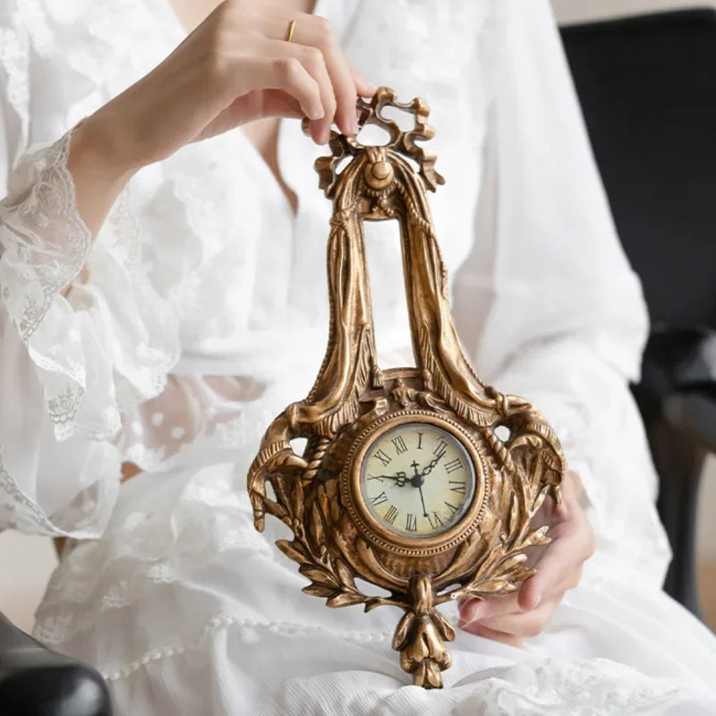 Reloj Retro Francés de Pared con Diseño Adhesivo Envejecido, Decoración Estética y Tallado para Hogar