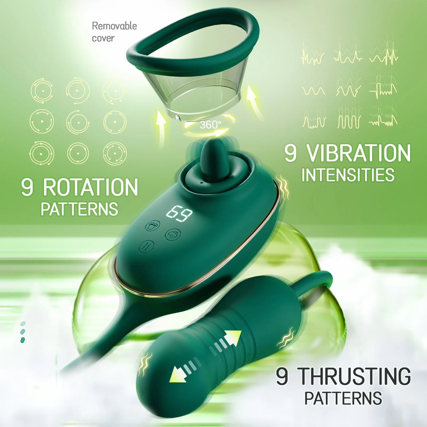 Vibrador 3 en 1 con Succión, Licking y Empuje para Mujeres – Estimulador de Punto G, Clítoris y Pezones