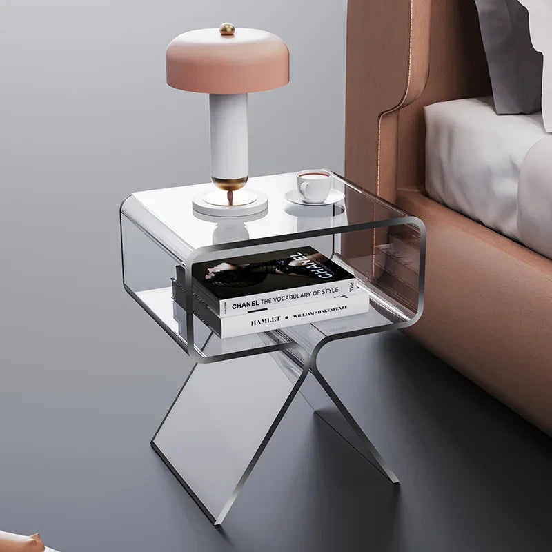 Mesa Auxiliar de Sofá Transparente de Acrílico - Mesita de Noche Moderna para Sala de Estar y Diseño de Esquina