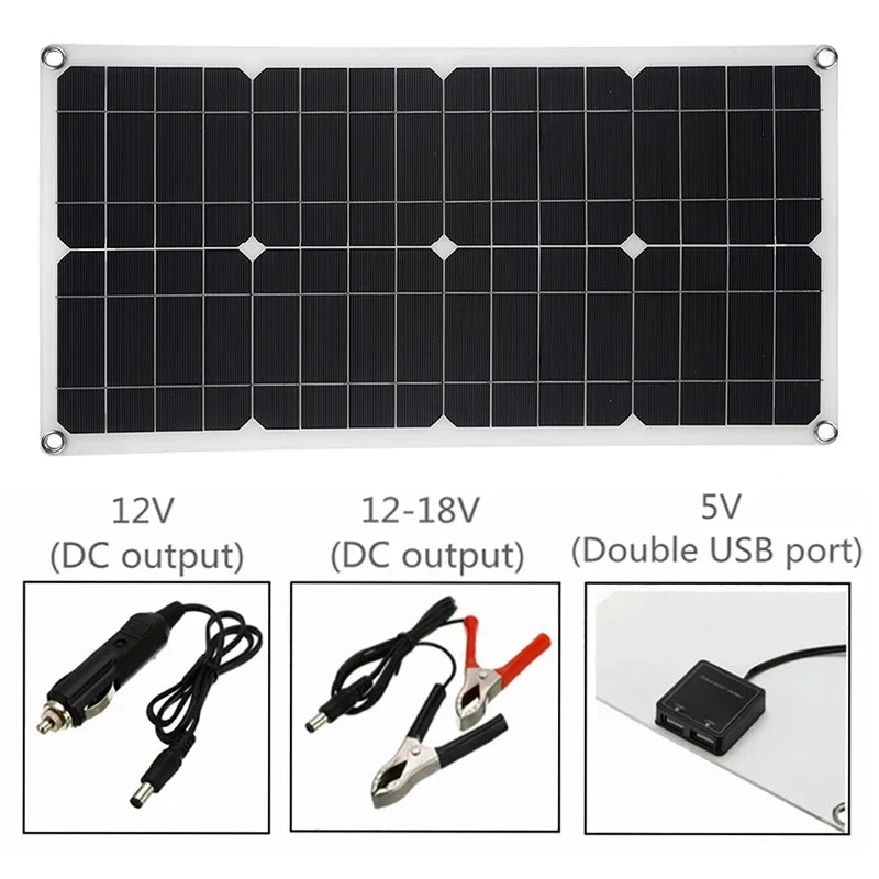 Panel Solar Flexible de Alta Calidad 40W DC12-18V - Cargador Impermeable para Móviles, Tablets y Laptops