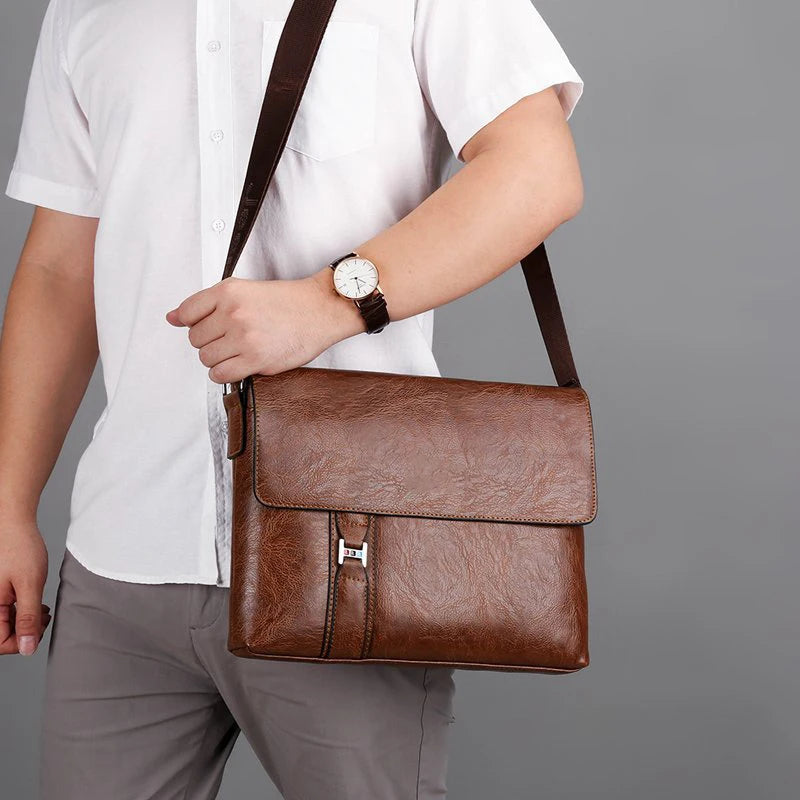Maletín de Hombre en Cuero PU - Bolsa Ejecutiva para iPad, Documentos A4, y Trabajo, Messenger Crossbody, Diseño Masculino