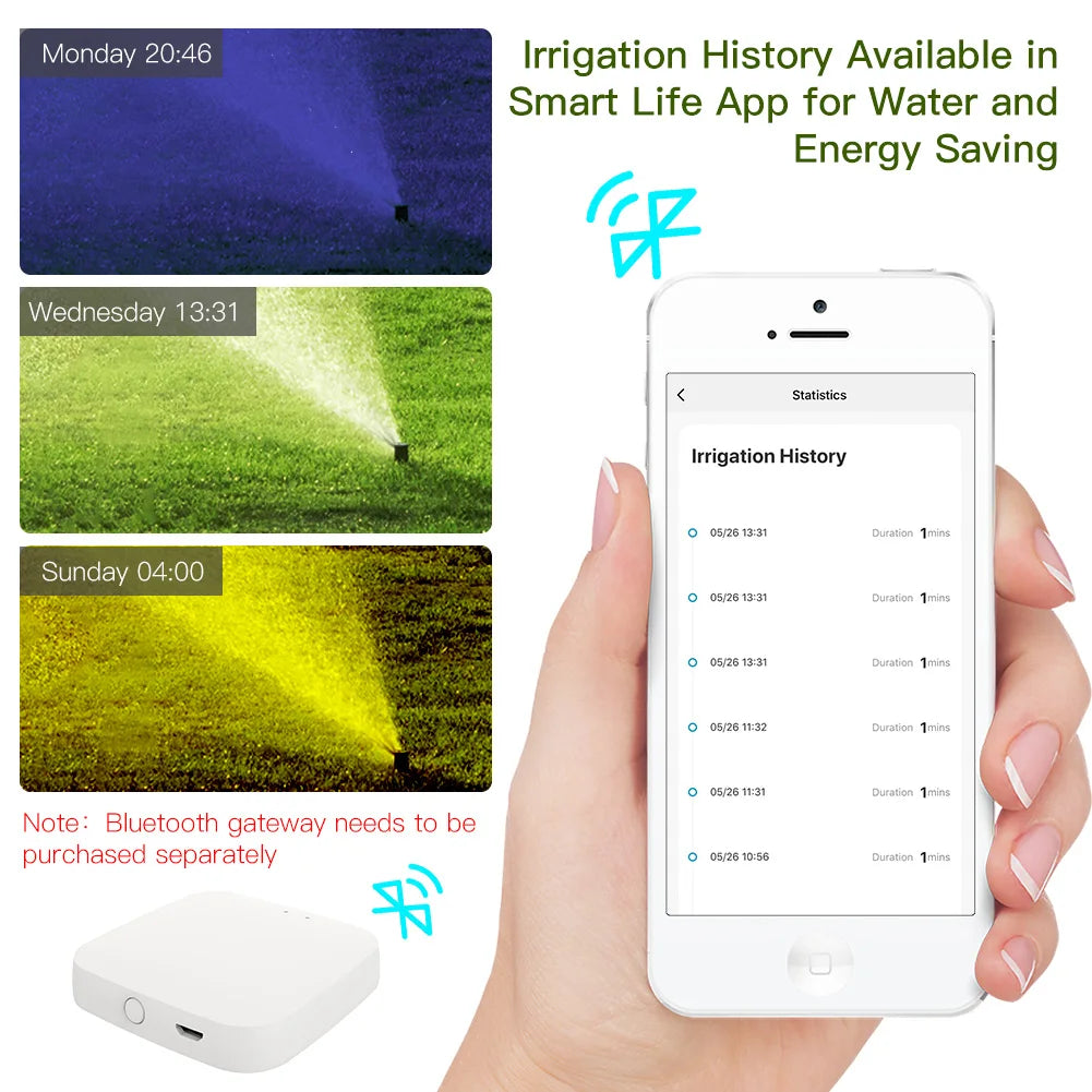 MOES Smart Tuya Bluetooth Garden Water Timer – Riego Automático Programable con Retraso por Lluvia