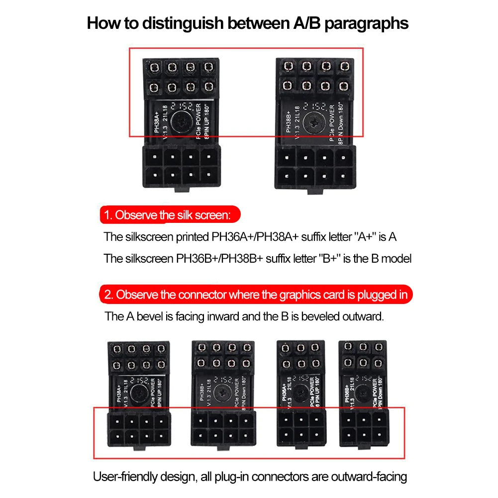 Nuevo Adaptador de Potencia ATX 8 Pin 6 Pin a 90/180 Grados Conector de Cable de Suministro de Energía para Placa Madre y GPU DIY