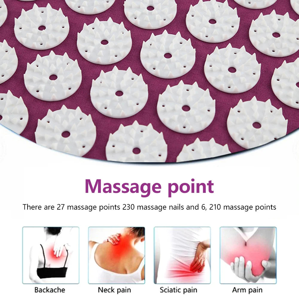 Set de Colchoneta de Masaje y Almohada de Acupresión - Alivia el Dolor de Espalda, Estrés y Tensión Muscular