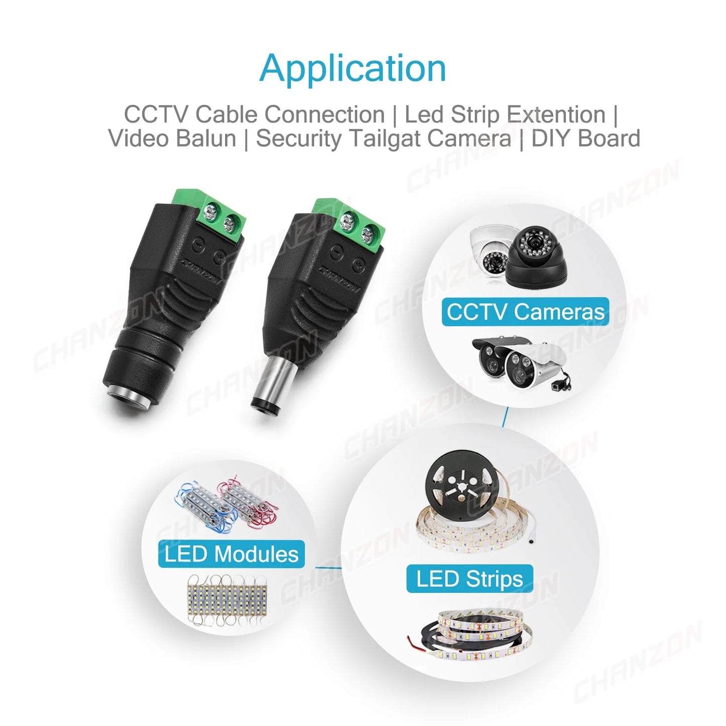 Conector de Alimentación de 12V CC, 10 Piezas, Macho y Hembra, Barril de 2,1mm x 5,5mm, Adaptador para Cámara CCTV y Tira LED