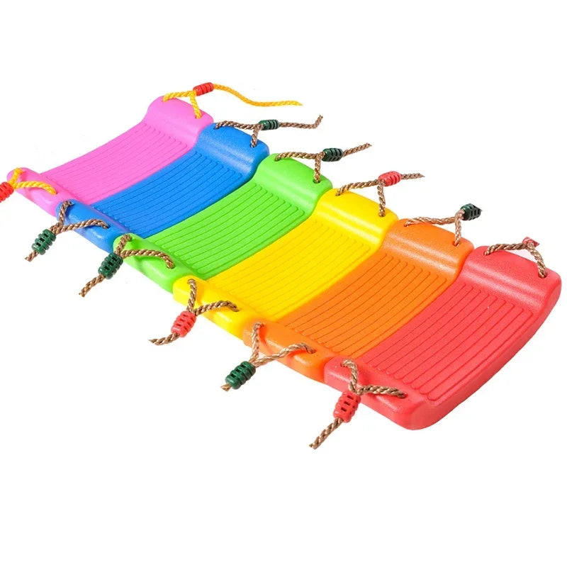 Columpio Infantil para Jardín con Cuerda Ajustable de Altura, Asiento Curvo para Interior y Exterior
