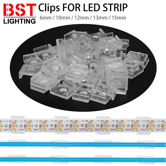Conector de Tira LED, Clips de Fijación, Accesorios de Plástico para Fijación en Pared, Compatibles con Cinta de Luz de Neón LED RGB 5050, 6MM, 10MM, 12MM, 15MM