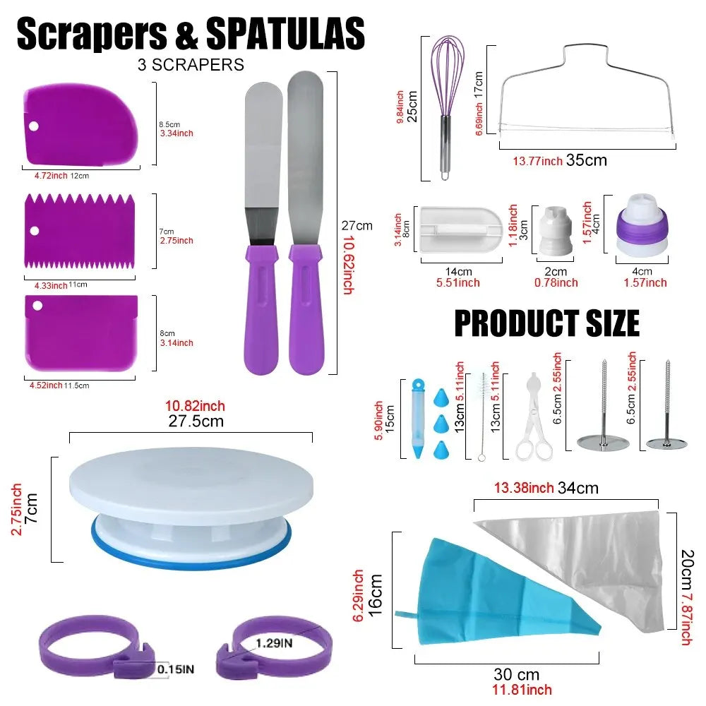 Kit de Herramientas de Decoración para Pasteles de 137 Piezas | Set con Base Giratoria, Boquillas y Bolsas para Repostería