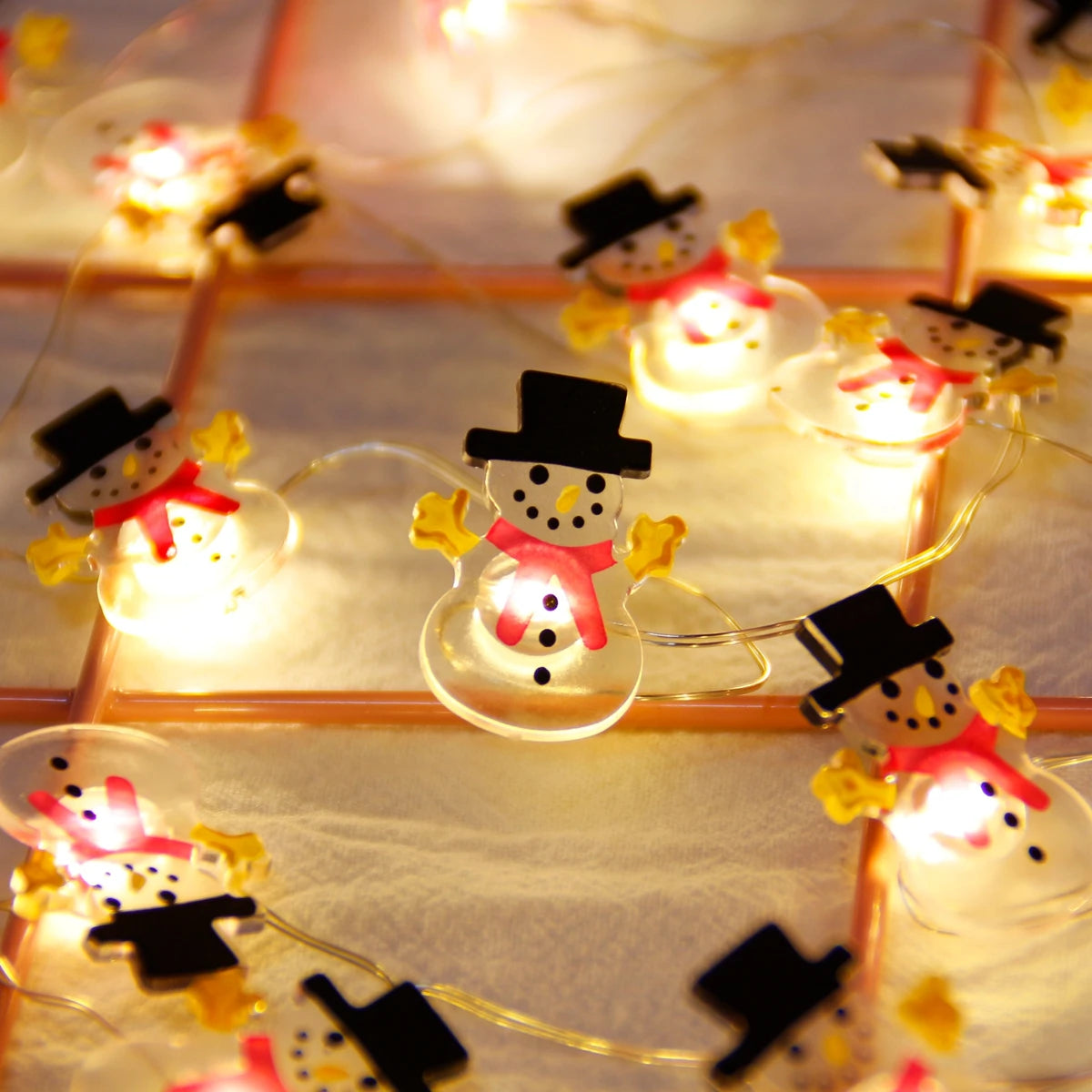 Guirnalda de Luces LED de Santa Claus, Muñeco de Nieve y Reno - Decoraciones Navideñas para Hogar y Árbol de Navidad