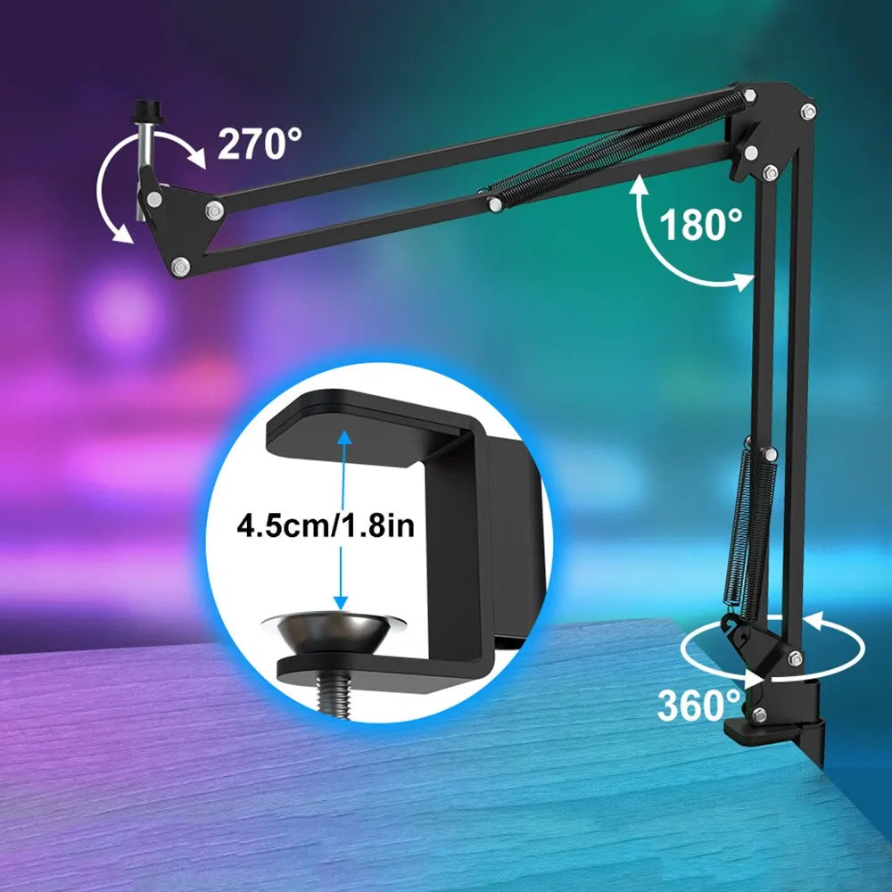 Kit de Micrófono Condensador USB Profesional para Streaming y Podcasting | Micrófono Cardioide con Brazo Boom para Grabación en Twitch y YouTube