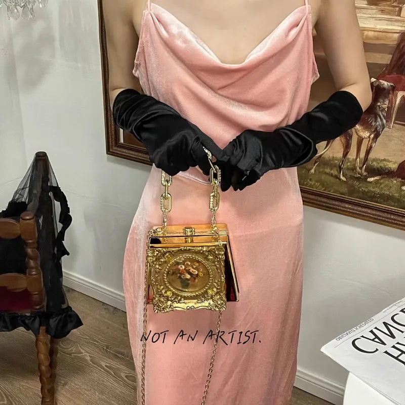 Mini Bolso de Mujer con Marco de Arte Tallado Tridimensional – Réplica Francesa de Lujo, Bolso de Museo, Decoración del Hogar, Regalo 1920s