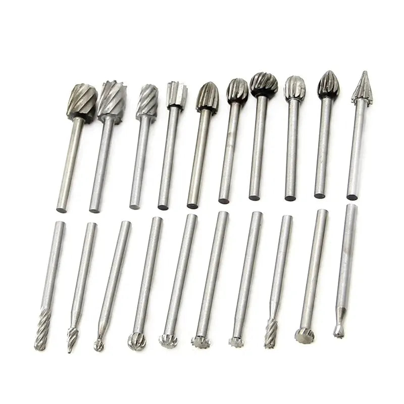 Juego de 20 Piezas de Fresas de Alta Velocidad para Trabajo en Madera: Archivos Rotativos de 3 mm para Tallado y Rectificado DIY
