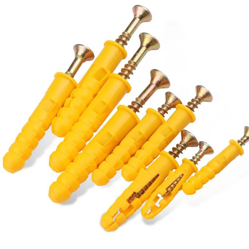 100 Piezas de Anclajes y Tornillos para Pared AIMUNOK – Kit de Surtido con 50 Anclajes de Plástico y 50 Tornillos de Cabeza Plana Philips M6 M8