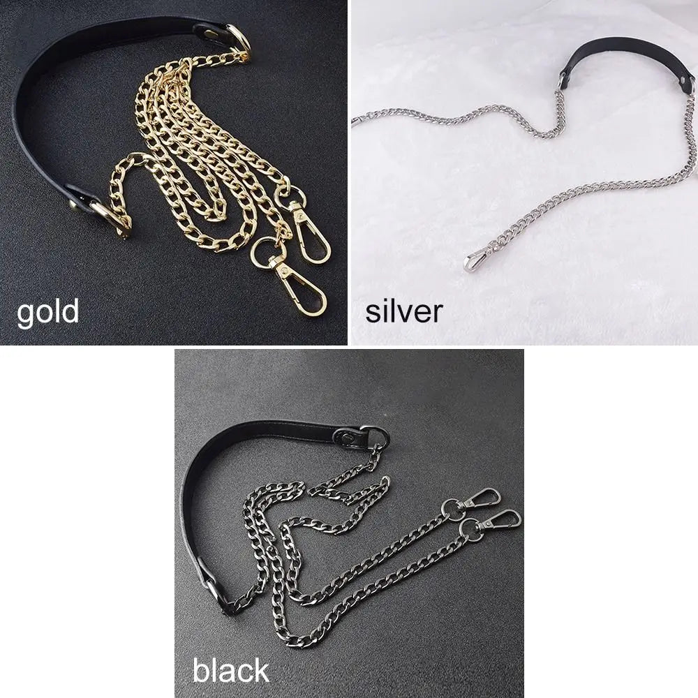 Cadena de Metal para Bolsa de 120 cm con Correa de PU - Reemplazo para Manijas de Bolsos y Accesorios DIY