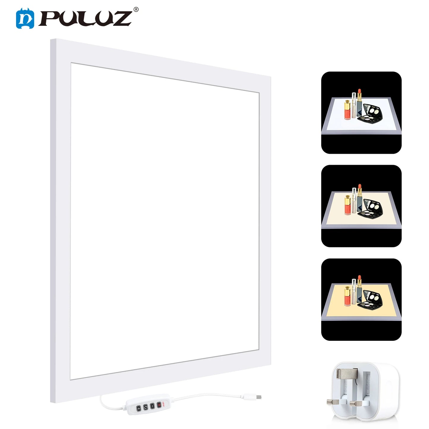 PULUZ 1200LM 15/15in/38x38 cm LED Photography Shadowless Bottom Light Lamp Panel Dimmable for 40cm Photo Studio Shoot Tent Box