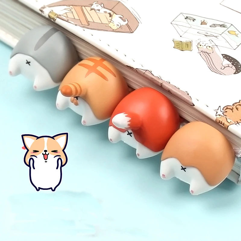 Marcapáginas Lindos de Dibujos Animados para Niños - Gato, Perro, Hámster y Zorro | Papelería Creativa y Regalo Divertido
