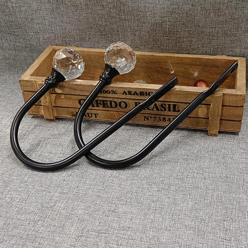 Grilletes de Metal Plateado en Forma de U para Ventana - Ganchos de Amarre de Cortina, 2 Piezas