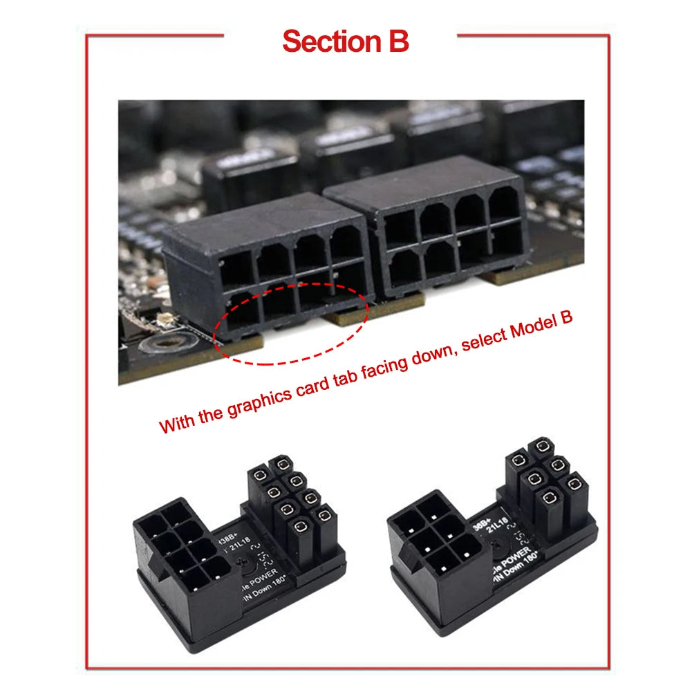 Nuevo Adaptador de Potencia ATX 8 Pin 6 Pin a 90/180 Grados Conector de Cable de Suministro de Energía para Placa Madre y GPU DIY