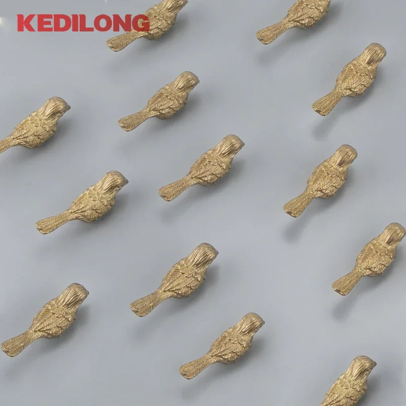 Perilla de Cajón de Pájaro de Lujo Europea de Latón Macizo, Tirador Dorado para Muebles y Gabinetes de Cocina