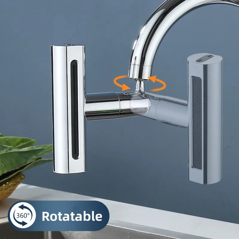 Adaptador de Grifo de Cocina con Cascada Presurizada - 4 Modos y Boquilla Giratoria 720° para Ahorro de Agua