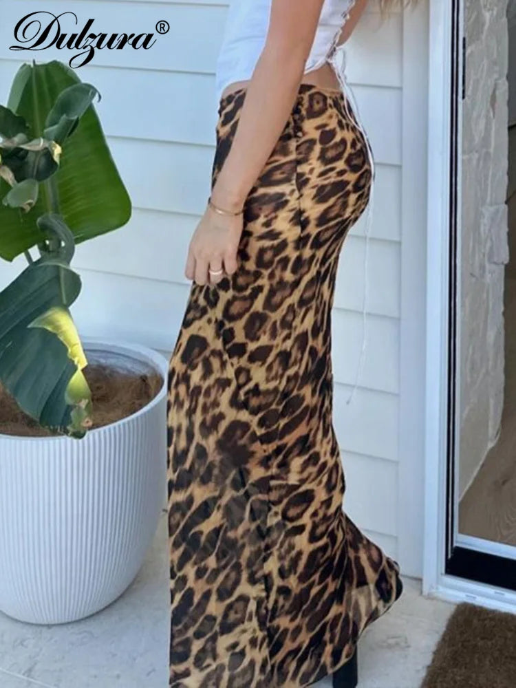 Falda Maxi Elegante con Estampado de Leopardo para Mujer - Moda Sexy