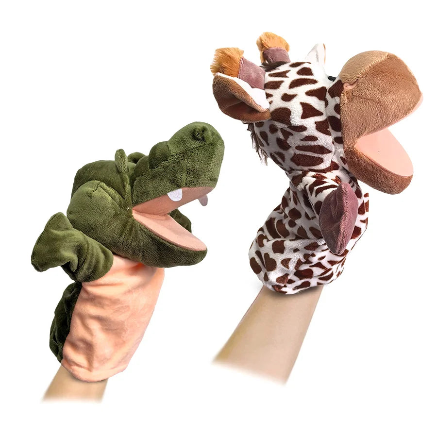 Peluche de Animales Kawaii | Muñecos de Peluche Educativos y Marionetas de Mano para Niños - León, Elefante, Conejo, Mono y Más