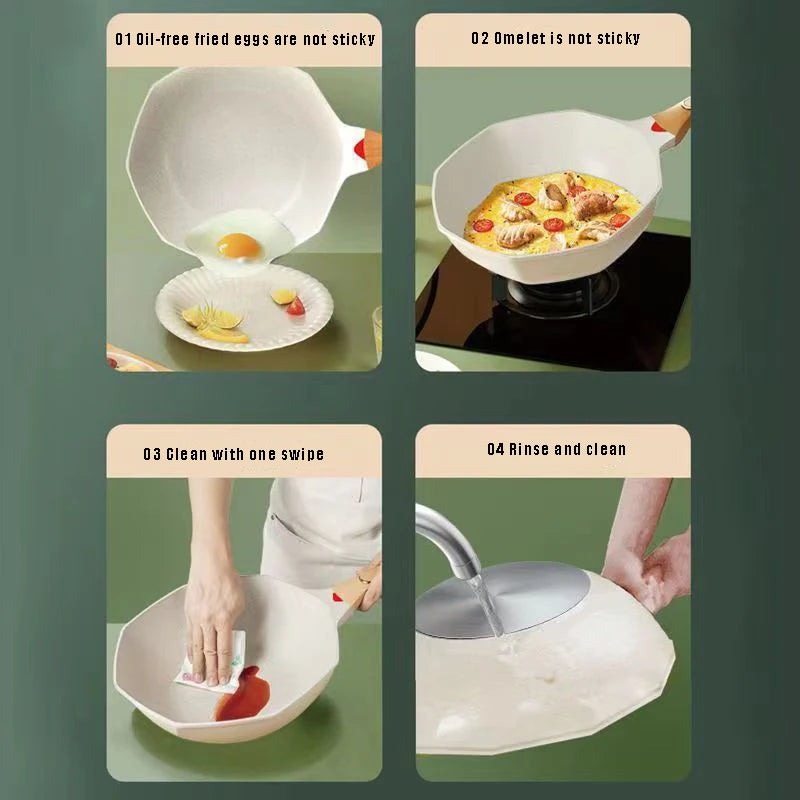 Sartén antiadherente octogonal para el hogar, olla para Wok, ollas de cocina para bistec de huevo, estufa de Gas, cocina Universal de inducción, sartén antiadherente
