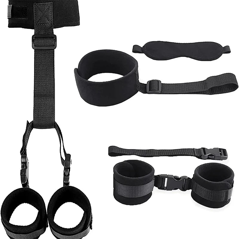 Juego de Esposas Ajustables y Antifaz para Adultos - Set BDSM para Mujeres y Parejas, Collar Erótico y Restricción Sensual - Juguetes Sexuales Sin Vibrador