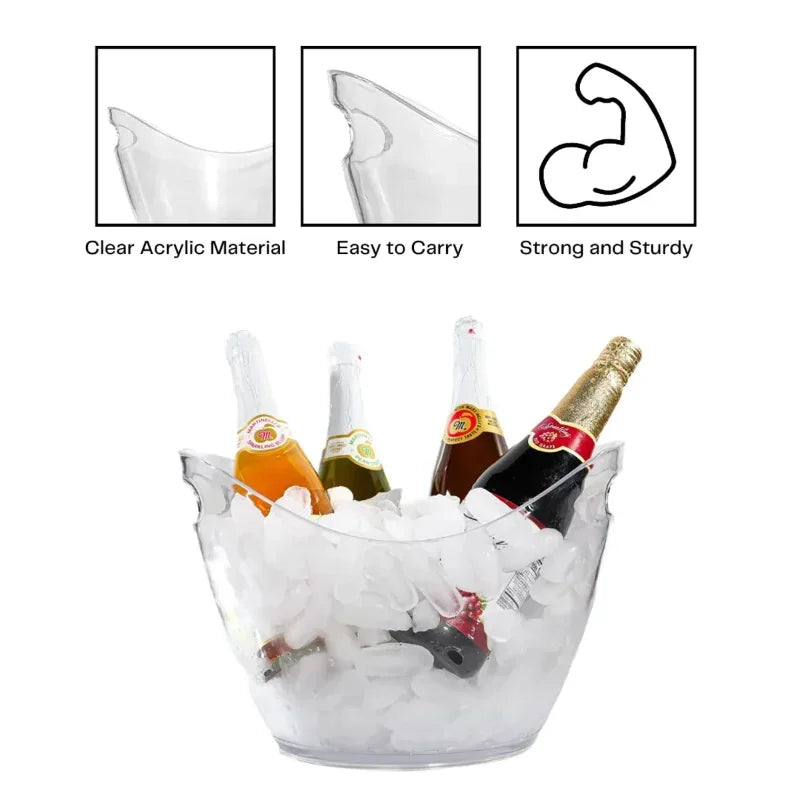 Cubo de Hielo Transparente de Acrílico - Enfriador Elegante para Cerveza, Vino y Champán (3.5 L)