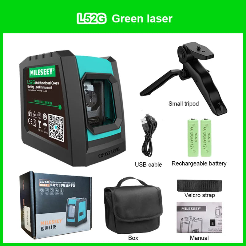 MiLESEEY Nivel Láser 2 Líneas Rojo/Verde, 3D Autonivelante con Trípode y Batería Recargable