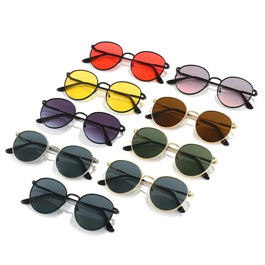 Gafas de Sol Redondas Vintage para Hombre y Mujer - Lentes Circulares con Montura de Metal, Protección UV, Estilo Retro