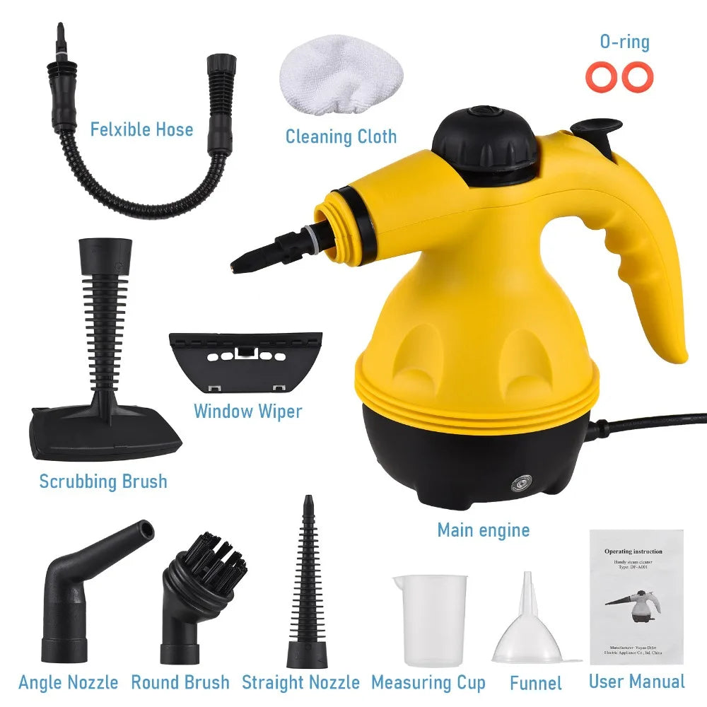 Limpiador a Vapor de Mano, 1000W, Alta Temperatura, Adecuado para Hogar, Cocina, Baño, Herramientas de Limpieza para Automóviles