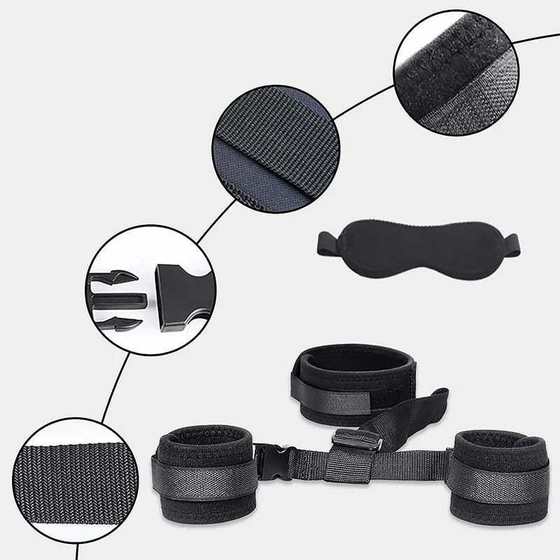 Juego de Esposas Ajustables y Antifaz para Adultos - Set BDSM para Mujeres y Parejas, Collar Erótico y Restricción Sensual - Juguetes Sexuales Sin Vibrador