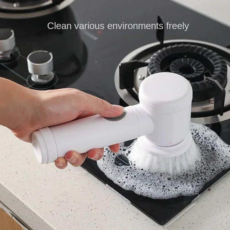 Cepillo Eléctrico Rotatorio para Limpieza de Baño - Cepillo de Limpieza con 5 Cabezas Intercambiables