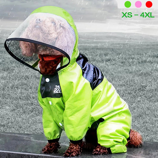 Chubasquero con Cara para Perros, Mono Impermeable, Chaqueta Resistente al Agua, Abrigo para Mascotas